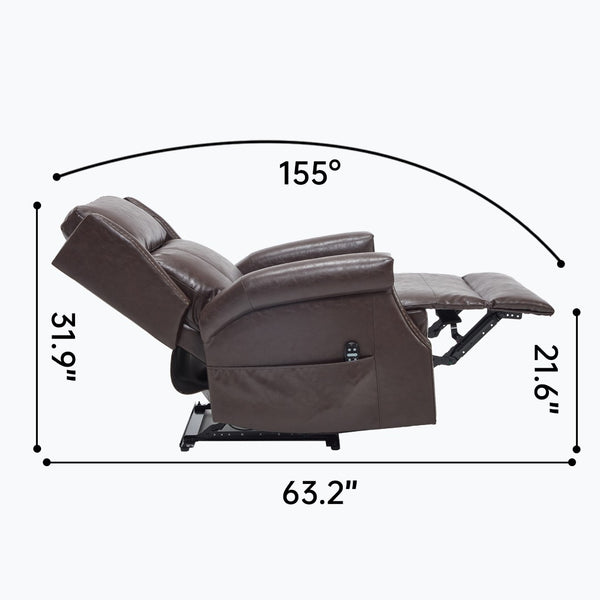 English Elm Emon's Overstuffed Chenille Power Lift Recliner with Massage Heat and Charging Ports Antique Brown W1803S00092
