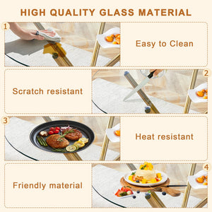 English Elm 4-Piece Dining Set: Modern Luxe Round Glass Table & Stylish Black-Gold Chairs For Chic Spaces W1151S03684