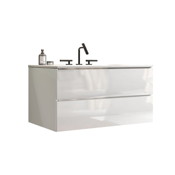 English Elm Tia 36" Glossy White Wall-Mounted Bathroom Vanity With Spacious Storage & Integrated Ceramic Sink W1865S00076-GIGA