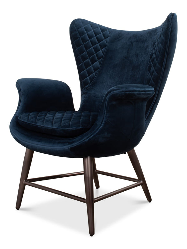 Sarreid Wings Chair Blue - Luxurious Velvet Upholstery & Sleek Metal Frame For Modern Home Comfort Blue  30027