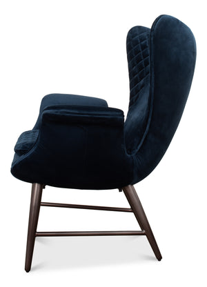 Sarreid Wings Chair Blue - Luxurious Velvet Upholstery & Sleek Metal Frame For Modern Home Comfort Blue  30027