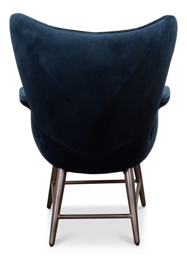 Sarreid Wings Chair Blue - Luxurious Velvet Upholstery & Sleek Metal Frame For Modern Home Comfort Blue  30027