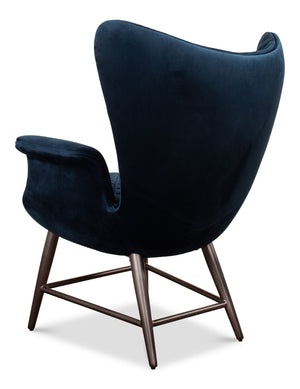 Sarreid Wings Chair Blue - Luxurious Velvet Upholstery & Sleek Metal Frame For Modern Home Comfort Blue  30027