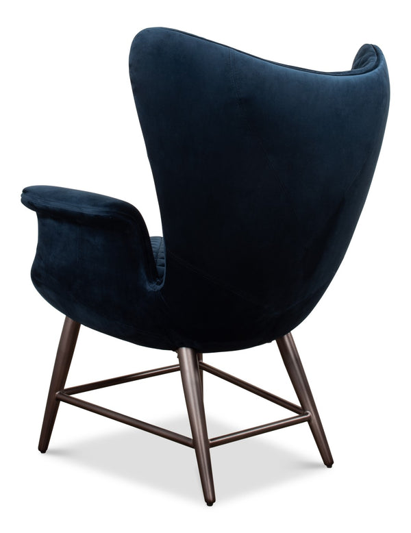 Sarreid Wings Chair Blue - Luxurious Velvet Upholstery & Sleek Metal Frame For Modern Home Comfort Blue  30027