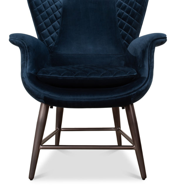 Sarreid Wings Chair Blue - Luxurious Velvet Upholstery & Sleek Metal Frame For Modern Home Comfort Blue  30027