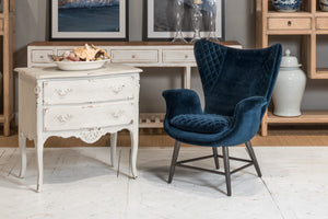 Sarreid Wings Chair Blue - Luxurious Velvet Upholstery & Sleek Metal Frame For Modern Home Comfort Blue  30027