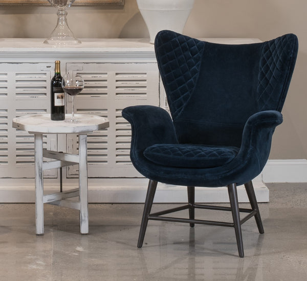 Sarreid Wings Chair Blue - Luxurious Velvet Upholstery & Sleek Metal Frame For Modern Home Comfort Blue  30027
