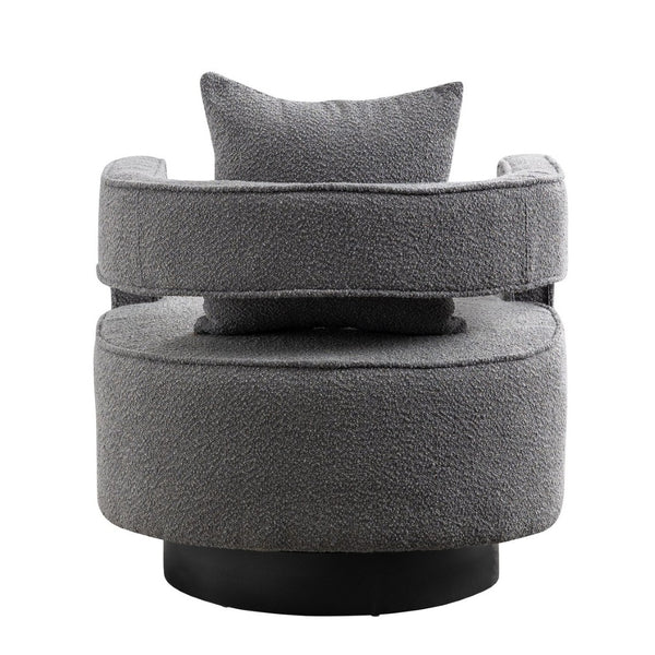 English Elm 29.13"w Boucle Swivel Accent Chair Open Back 360 Rotation Modern Lounge Seating Gray W3188P417878