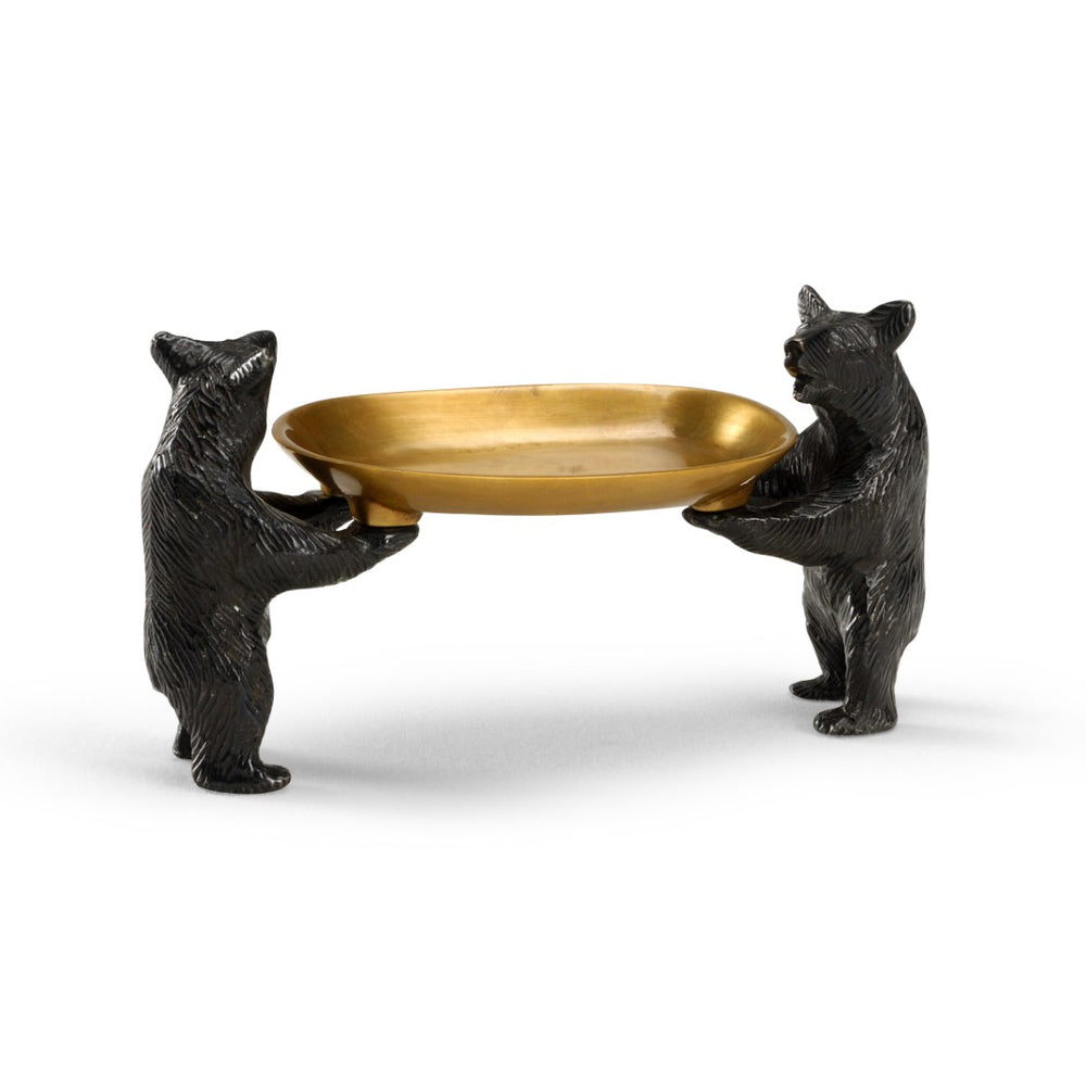 Wildwood Bears Solid Brass Accent Dish With Antique Bronze Finish — Rustic Key Tray For Cabin, Entry, Mantel (4"X6.25") 300528