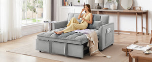 English Elm 55.1-inch Convertible Velvet Futon Sofa Bed with Storage and Adjustable Iron Frame W2564P445798