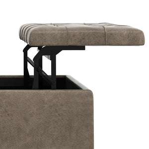 English Elm Harrison Tufted Faux Leather Storage Ottoman with Lift Top for Living Room Use B136P439027