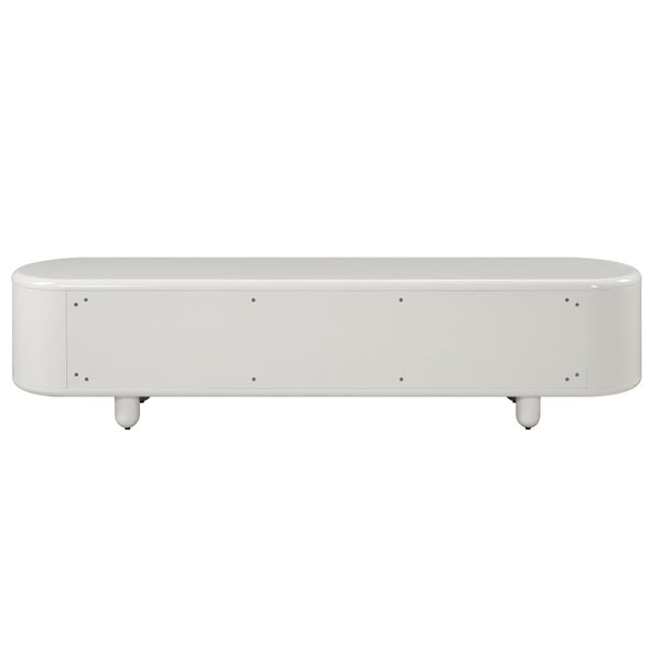 English Elm Keely Glossy White Media Console with Dovetail Drawers and Cabinet Storage B2726P442558