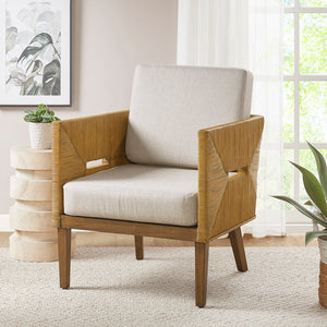 INK+IVY Blake Modern/Contemporary Handcrafted Rattan Upholstered Accent Arm Chair II100-0495 Natural