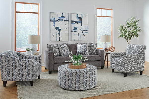 Fusion Wowza Mink Sofa In Grey With Track Arms, Reversible Cushions, And Stylish Contrasting Pillows Grey Ws ,100% Polyester 3006-00 Wowza Mink Sofa