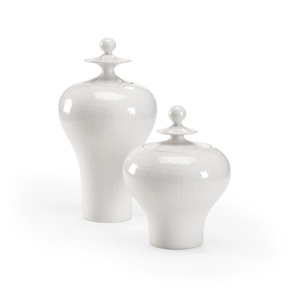 Wildwood Ling Ling Handcrafted Porcelain Vase Set | Smooth White Glaze, Sculptural Minimalist Centerpiece, 17" H 300672