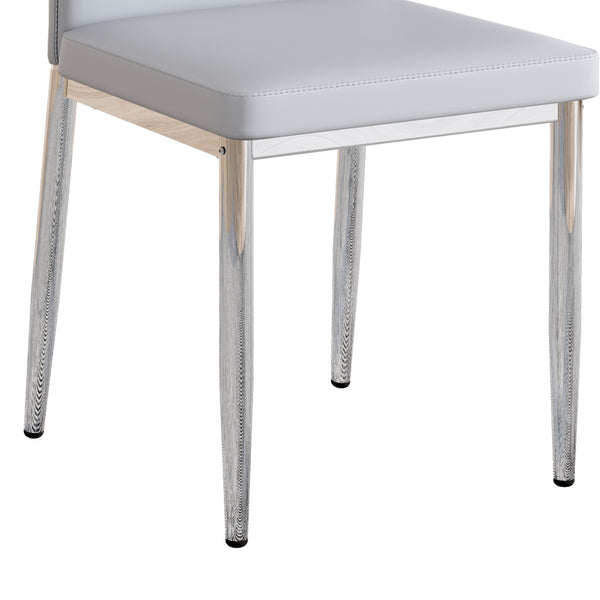 English Elm Set of 6 ergonomic dining chairs with shell-pattern back, 37" height, breathable tech fabric, sturdy metal legs and adjustable anti-slip feet for stable, comfortable seating during meals Light Gray,Silver W1151P359602