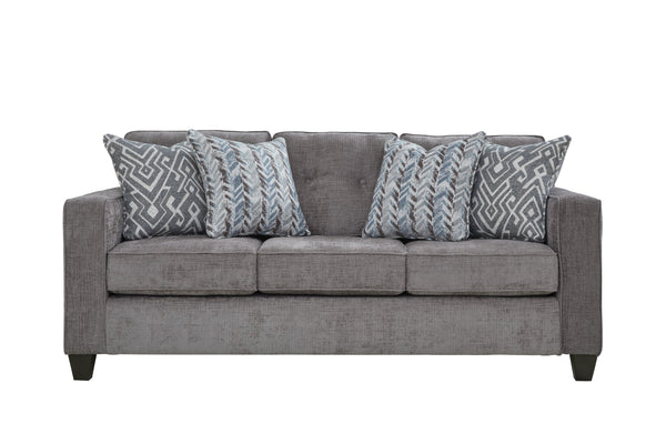 Fusion Wowza Mink Sofa In Grey With Track Arms, Reversible Cushions, And Stylish Contrasting Pillows Grey Ws ,100% Polyester 3006-00 Wowza Mink Sofa