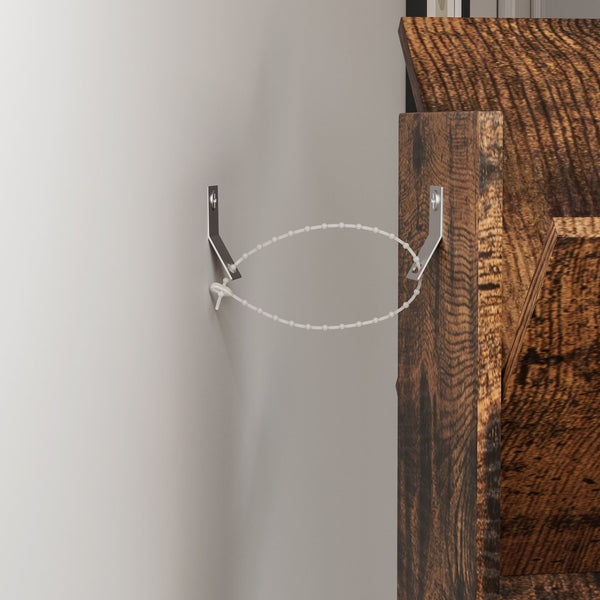 English Elm 9 Tier Tree Bookshelf with Drawer — Rustic Brown 9-Shelf Vertical Bookcase, Space-Saving Storage, Sturdy MDF Organizer (55.5") W578P207919