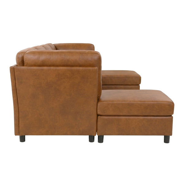 English Elm Modern Configurable Sectional Sofa Foil Fabric Low Profile Living Room Seating Light Brown W5568S00052