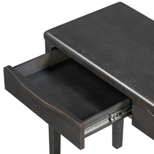 English Elm U_style Oak Veneer Console Table with Three Wave Drawers for Entryway or Foyer Black N711P401926B