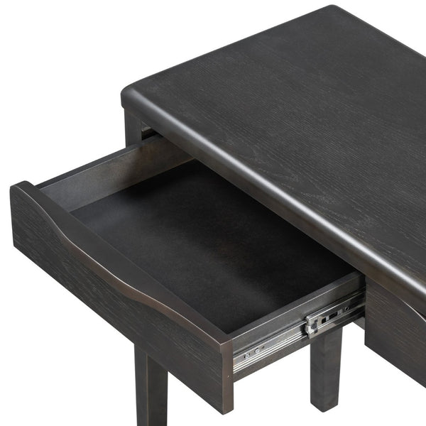 English Elm U_style Oak Veneer Console Table with Three Wave Drawers for Entryway or Foyer Black N711P401926B