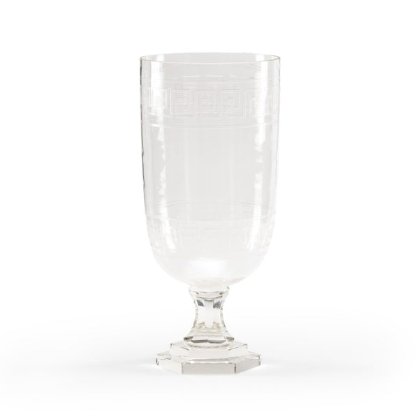 Wildwood Athena Large Cut Crystal Hurricane Vase For Pillar Candles — Faceted Design, Stable Weighted Base 18h x 8w x 8d 300711