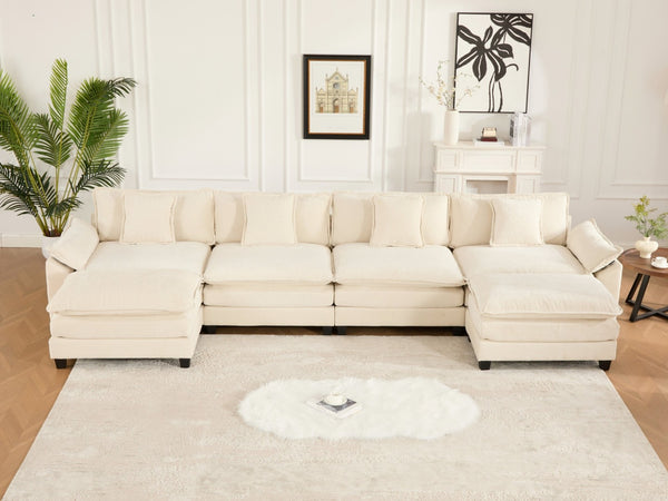 English Elm Wider 3-Seat Modern Sectional Sofa With Plush Double-Layer Cushions & Breathable Chenille Fabric W1143S00046-GIGA