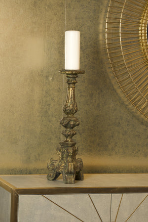 Wildwood Ornate Venetian Gold Candlestick — 21.5" Cast Composite Accent With Intricate Detailing & Antiqued Finish 300775