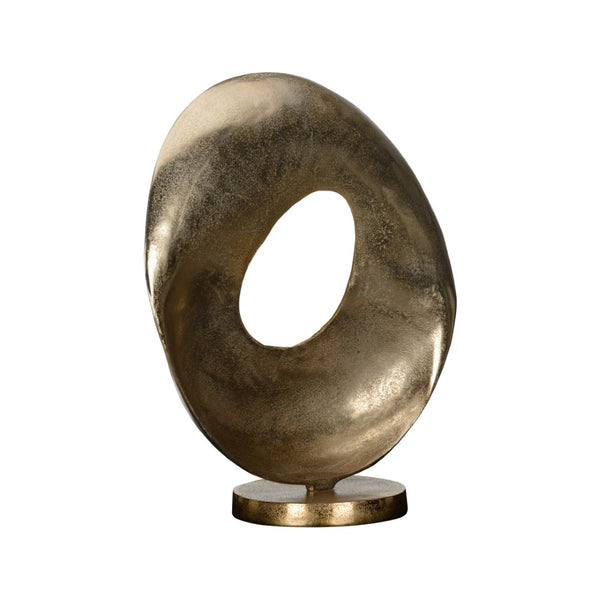 Wildwood Mounted Sculptural Shield In Antique Gold & Bronze Patina — 25" Cast Aluminum Modern Wall Accent 300811