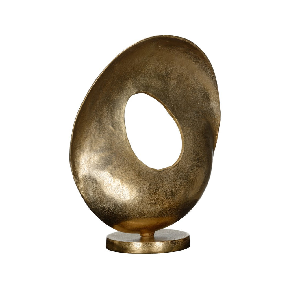 Wildwood Mounted Sculptural Shield In Antique Gold & Bronze Patina — 25" Cast Aluminum Modern Wall Accent 300811