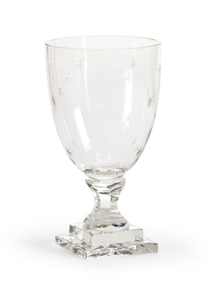 Wildwood Star Crystal Hurricane Candleholder With Hand-Cut Star Pattern, Square Base, 9.5" Tall—Elegant Glow 300832