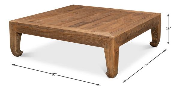 Sarreid Classic Chinese Coffee Table - Handcrafted Reclaimed Pine Design For Timeless Elegance And Durability Tan  30083