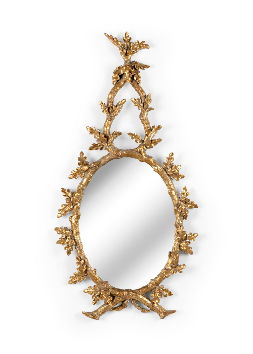 Wildwood Oakmont Oval Mirror In Antique Gold Leaf Finish With Sculpted Oak Leaves For Classic Entryways 300849