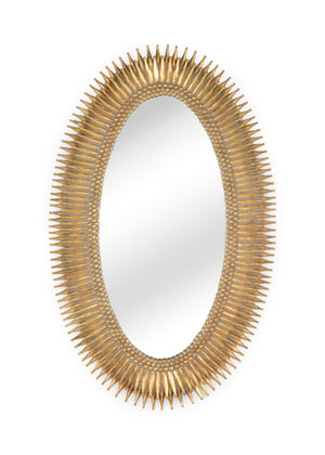 Wildwood Lucius Oval Wall Mirror With Antique Leaf Finish, 46" X 28" – Elegant, Reflective Focal Point For Entryways Gold 300852