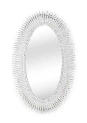 Wildwood Lucius Oval Wall Mirror With Antique Leaf Finish, 46" X 28" – Elegant, Reflective Focal Point For Entryways White/Cream 300853