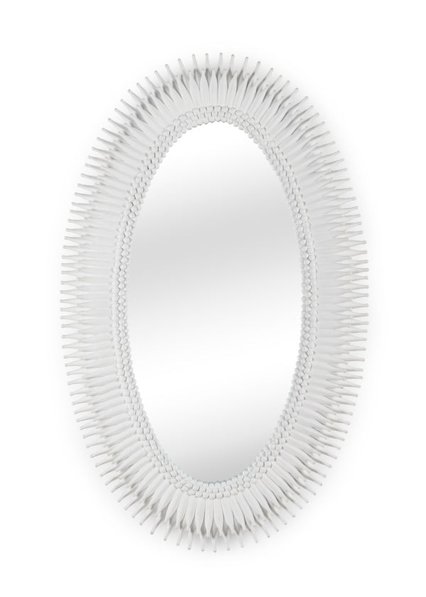 Wildwood Lucius Oval Wall Mirror With Antique Leaf Finish, 46" X 28" – Elegant, Reflective Focal Point For Entryways White/Cream 300853