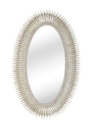 Wildwood Lucius Oval Wall Mirror With Antique Leaf Finish, 46" X 28" – Elegant, Reflective Focal Point For Entryways Silver 300854