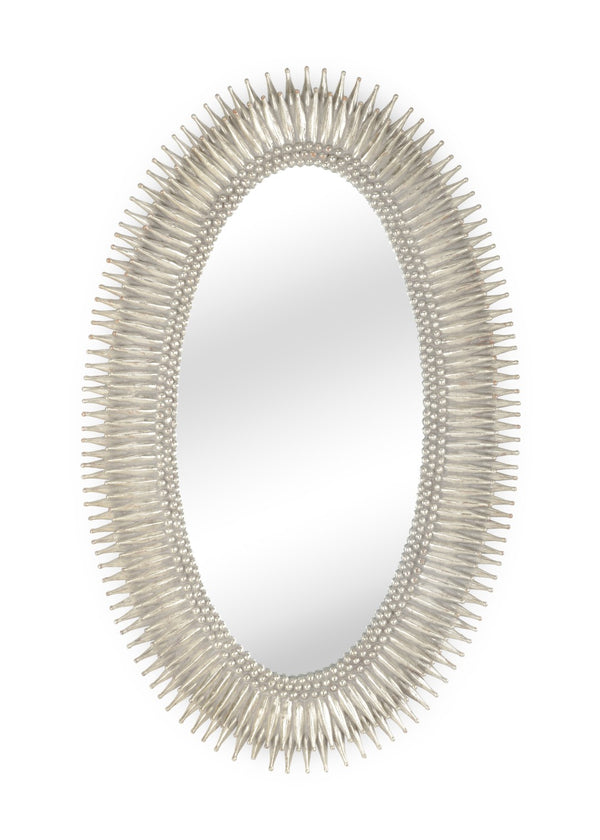 Wildwood Lucius Oval Wall Mirror With Antique Leaf Finish, 46" X 28" – Elegant, Reflective Focal Point For Entryways Silver 300854