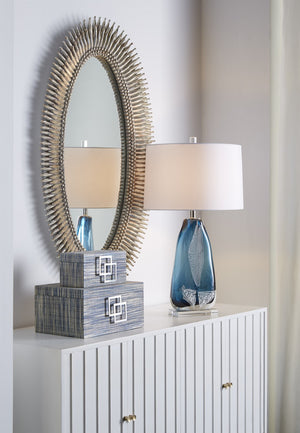 Wildwood Lucius Oval Wall Mirror With Antique Leaf Finish, 46" X 28" – Elegant, Reflective Focal Point For Entryways Silver 300854