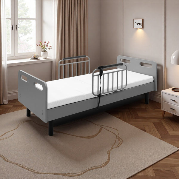 English Elm Electric Lift Bed with OKIN Motor, Memory Foam Mattress, Quiet 50,000-Cycle Frame, Fall-Safe Rails Gray,White W2699S00062