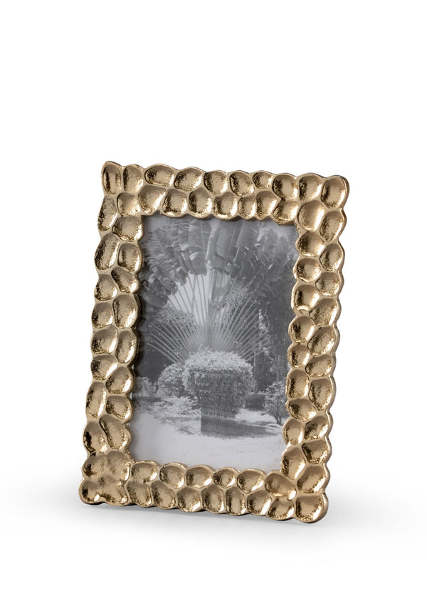 Wildwood Thumbprints Ambered Silver 4X6 Photo Frame — Cast Aluminum, Clear Glass, Tabletop Easel For Portraits 300898