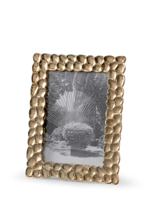 Wildwood Thumbprints Cast Aluminum Photo Frame 5X8 With Ambered Silver Finish, Protective Glass & Easel Display 300899