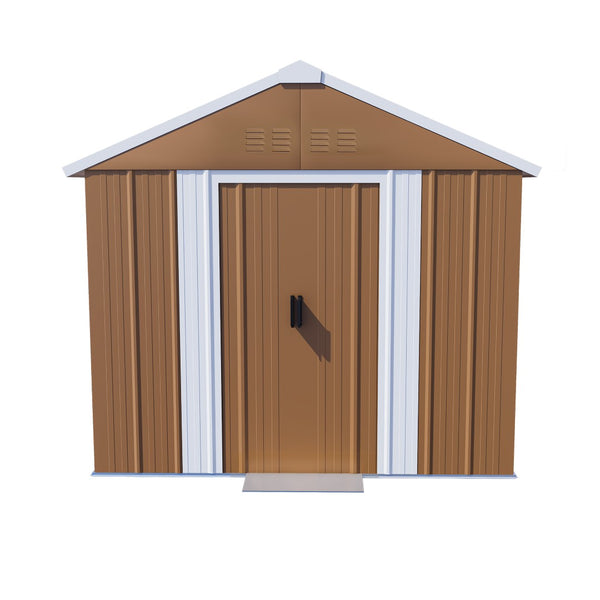 English Elm 6x4 Galvanized Steel Outdoor Storage Shed with Sliding Door and Weatherproof Roof W2700P344173