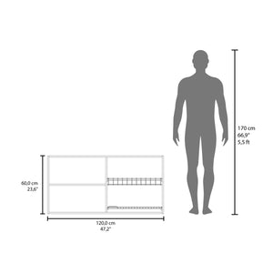 English Elm Lyman Wall Cabinet Kitchen Melamine 4-Door Natural Oak with Dish Organizer, Fixed Shelves, 47.2" W B128P287529