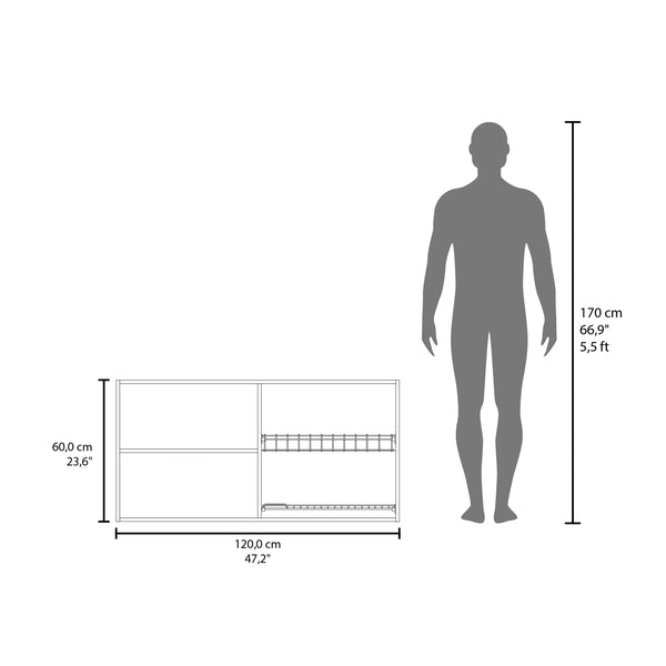 English Elm Lyman Wall Cabinet Kitchen Melamine 4-Door Natural Oak with Dish Organizer, Fixed Shelves, 47.2" W B128P287529