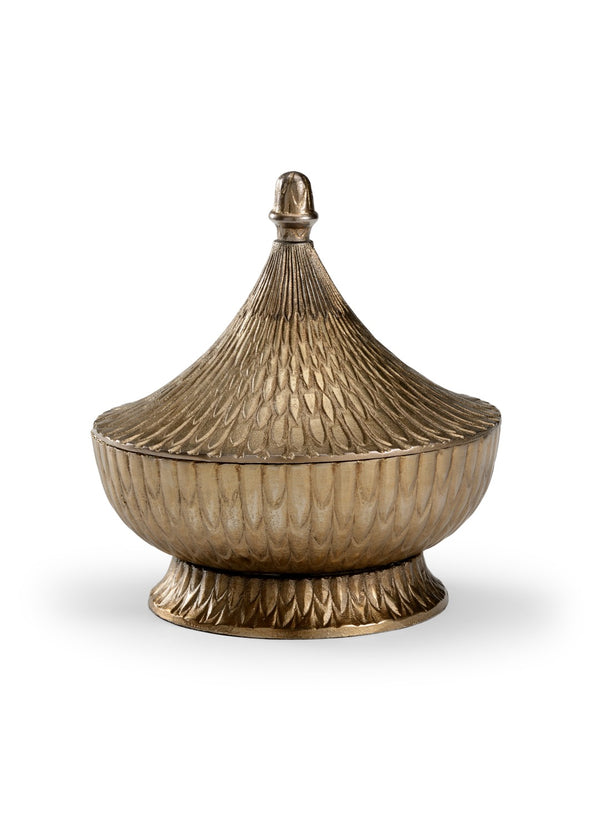 Wildwood Fig Antique Bronze Fig Canister Small — Sculptural Cast Aluminum Jar With Textured Genie-Bottle Silhouette 300947