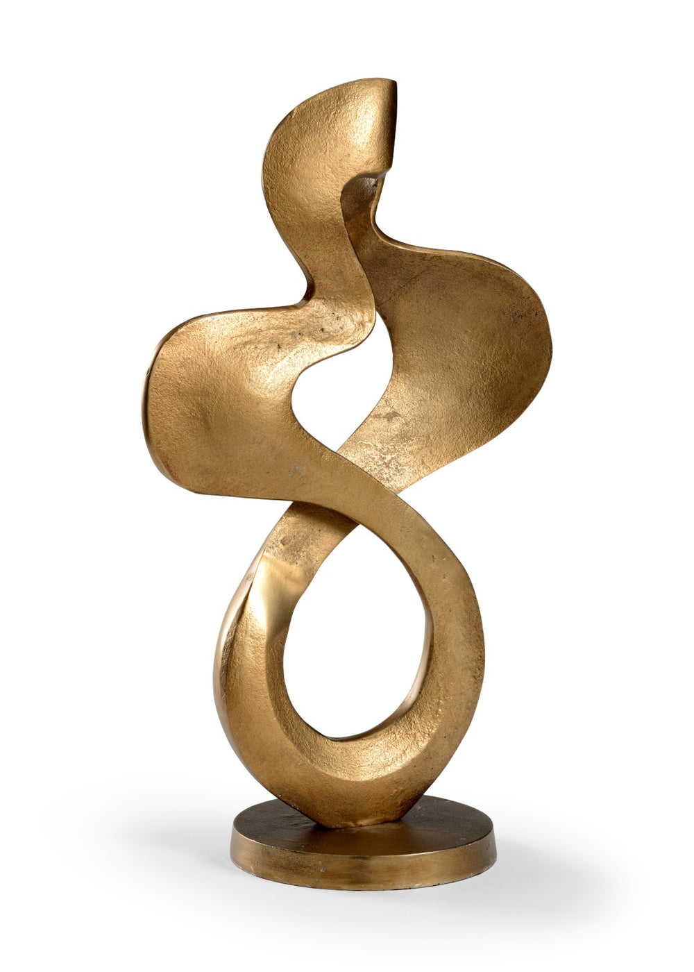 Wildwood Swirl Antique Gold Abstract Sculpture — 20.5" Cast Aluminum Accent For Desks, Consoles, Shelves (Modern) 300958