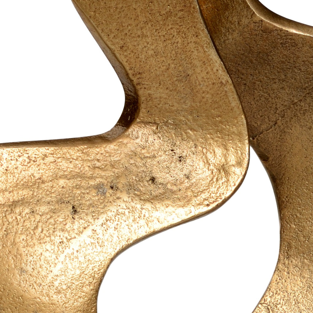 Wildwood Swirl Antique Gold Abstract Sculpture — 20.5" Cast Aluminum Accent For Desks, Consoles, Shelves (Modern) 300958