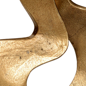 Wildwood Swirl Antique Gold Abstract Sculpture — 20.5" Cast Aluminum Accent For Desks, Consoles, Shelves (Modern) 300958