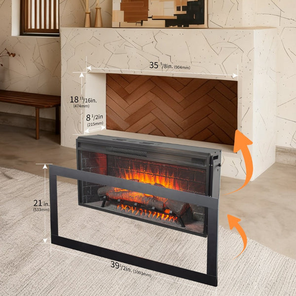 English Elm 36 Inch Infrared Quartz Fireplace Insert with Trim Kit 3d Ember Bed Touch Control W1769P405042